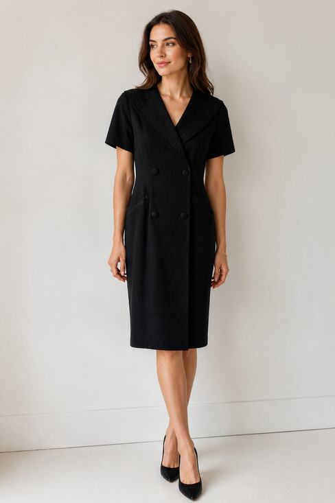 dépêche Dresses & Skirts - Vintage Dépêche Petite Black Double Button Dress 4